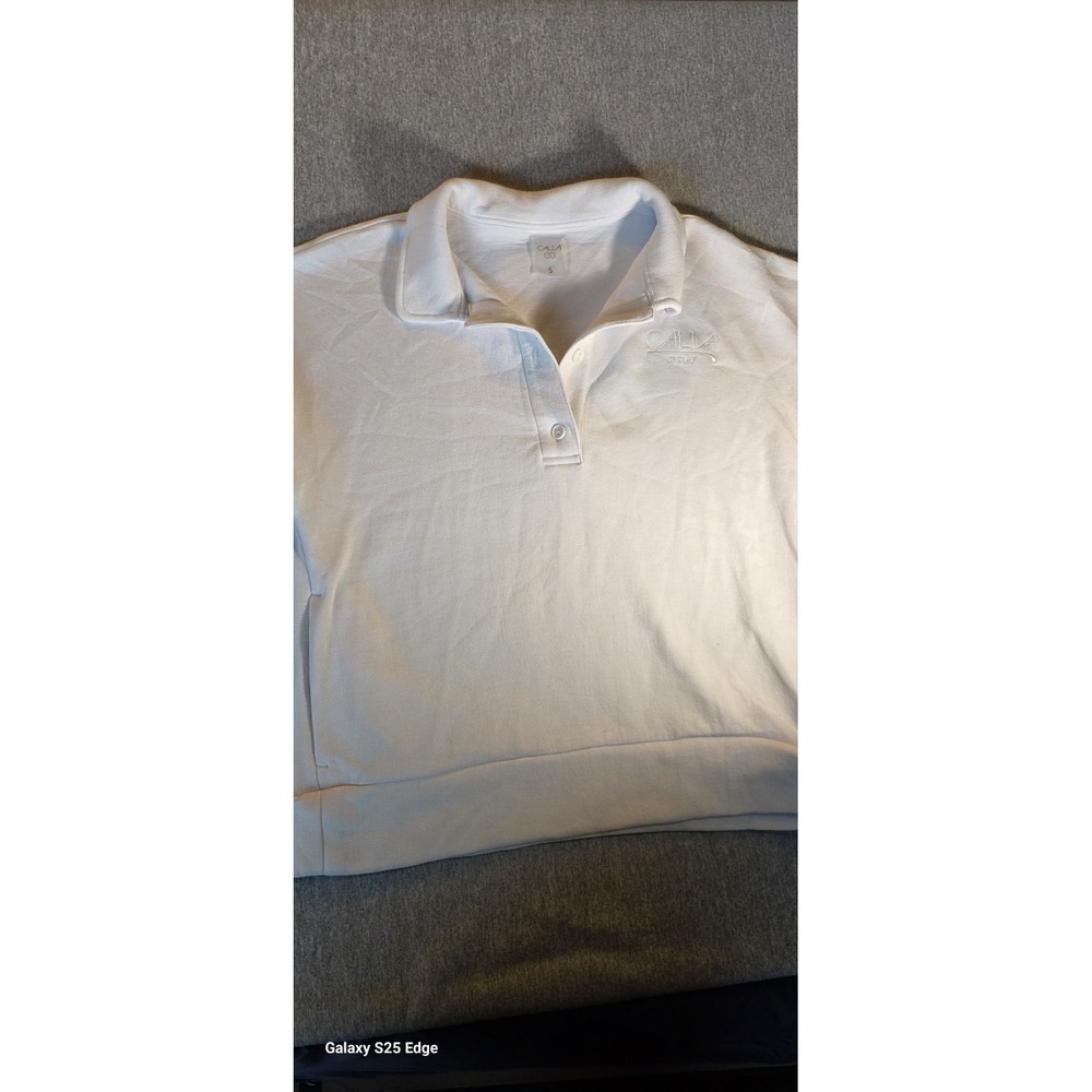 CALIA Women's White Pullover Sweatshirt Polyester Knit Solid S